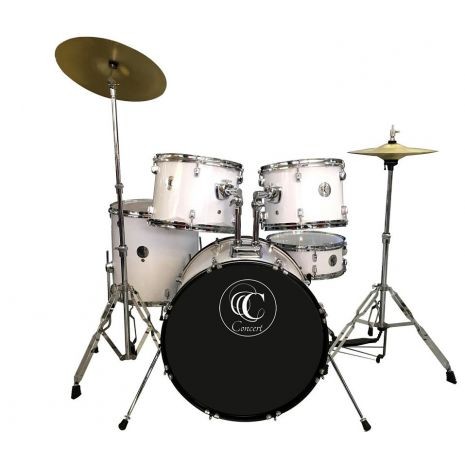 Bateria Concert color Blanco de 5 piezas y banco