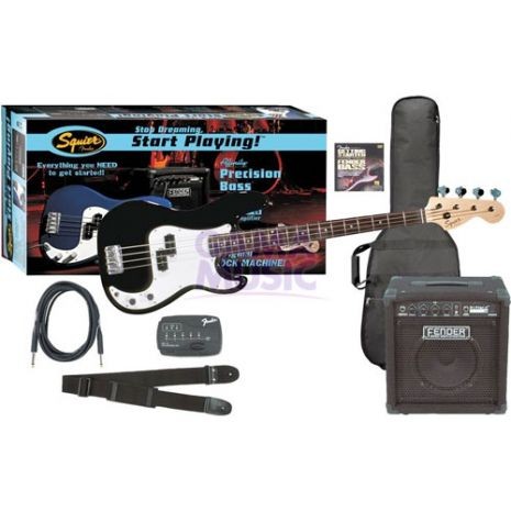 Paquete Con Bajo Fender (Negro) C/Ampli. Rumble 15W 0301670006